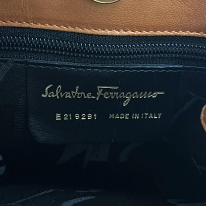 Salvatore Ferragamo Hand Bag Tote Purse Orange Dark Yellow Authentic
