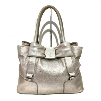 Salvatore Ferragamo Hand Bag Tote Purse Vara Leather Light Pink Authentic