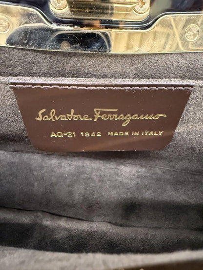 Salvatore Ferragamo Party Shoulder Bag Purse Suede Leather Authentic