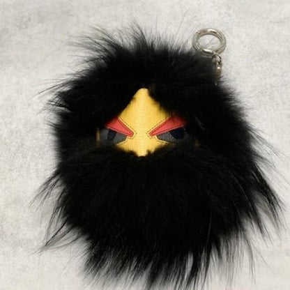 FENDI Bag Charm Key Holder Monster Bugs Eye Strap Leather Black Yellow Used Auth