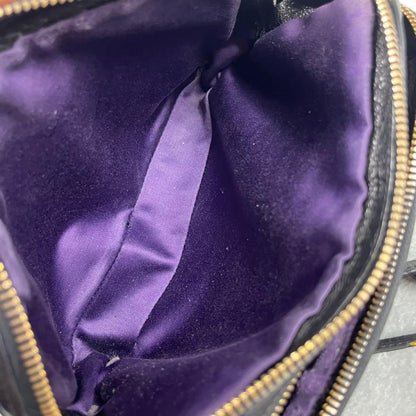 MIU MIU Shoulder Bag Purse Logo Leather Purple Black Authentic