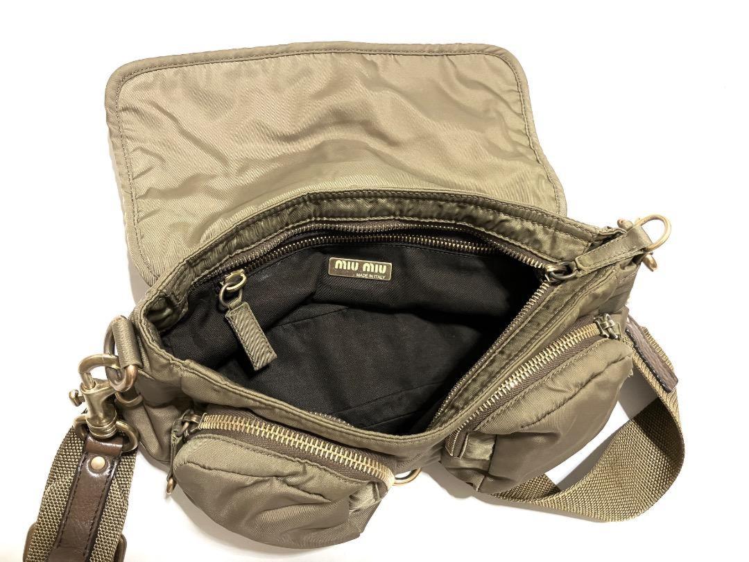 MIU MIU Vintage Safari Pocket Bag Shoulder Purse Logo Nylon Authentic