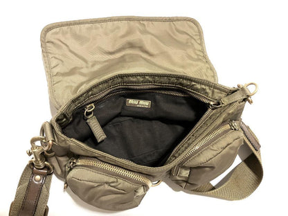 MIU MIU Vintage Safari Pocket Bag Shoulder Purse Logo Nylon Authentic