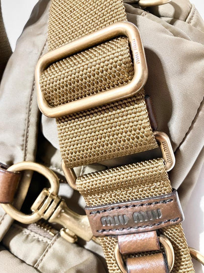 MIU MIU Vintage Safari Pocket Bag Shoulder Purse Logo Nylon Authentic