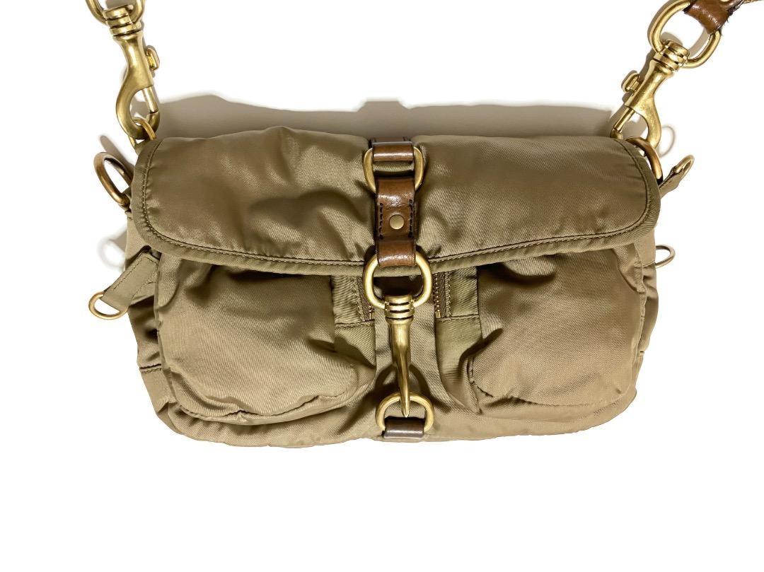 MIU MIU Vintage Safari Pocket Bag Shoulder Purse Logo Nylon Authentic