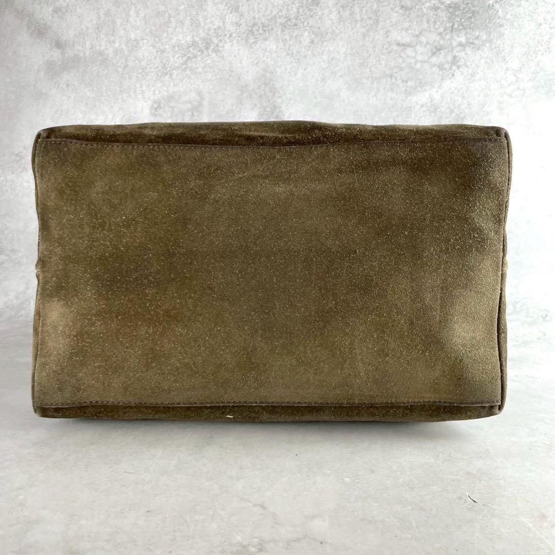 MIU MIU Hand Bag Tote Purse turn rock Suede Leather Brown Authentic
