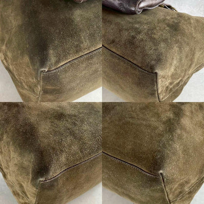 MIU MIU Hand Bag Tote Purse turn rock Suede Leather Brown Authentic