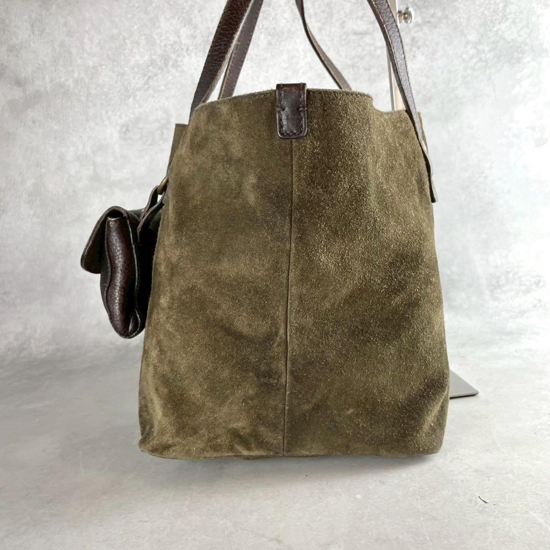 MIU MIU Hand Bag Tote Purse turn rock Suede Leather Brown Authentic