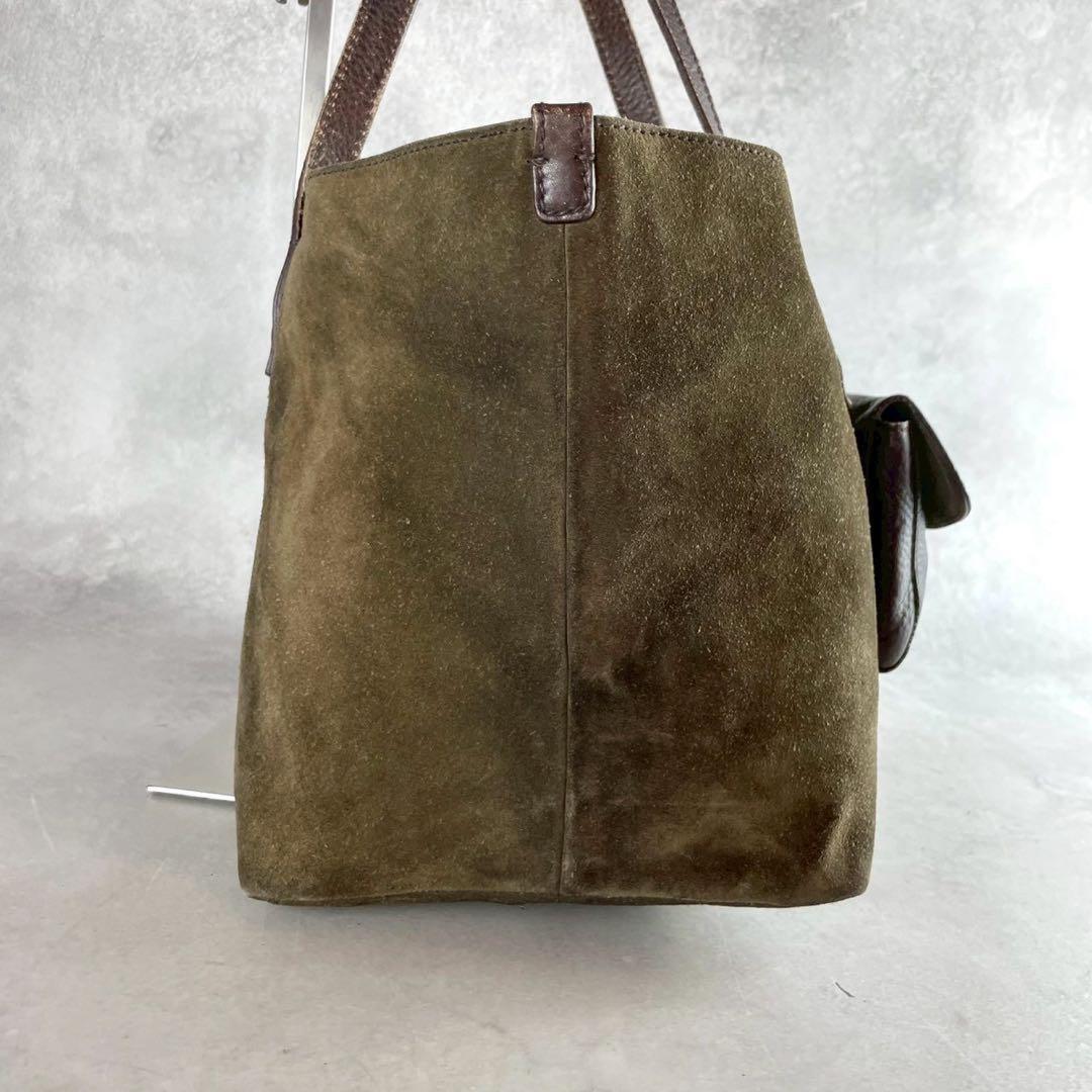 MIU MIU Hand Bag Tote Purse turn rock Suede Leather Brown Authentic