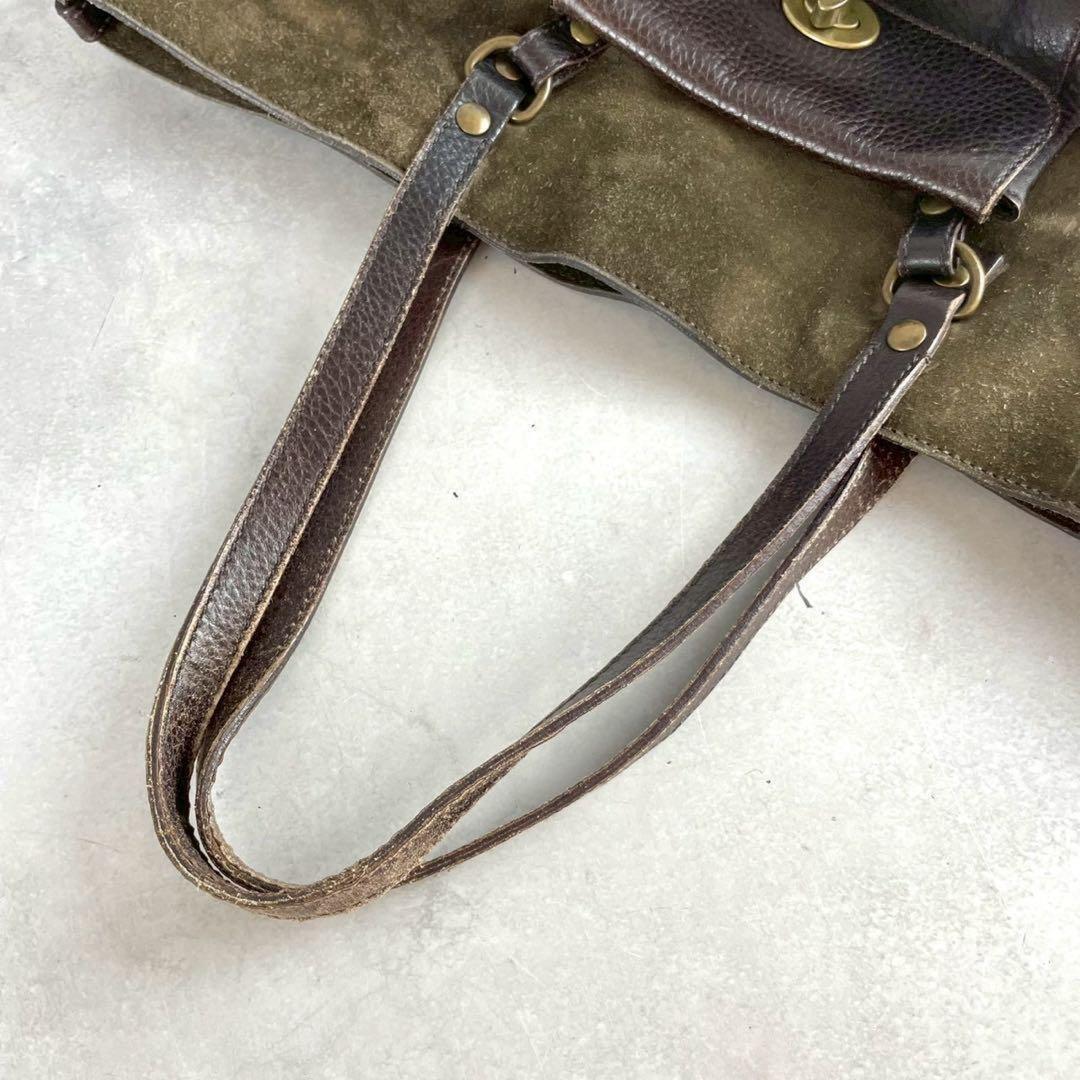 MIU MIU Hand Bag Tote Purse turn rock Suede Leather Brown Authentic
