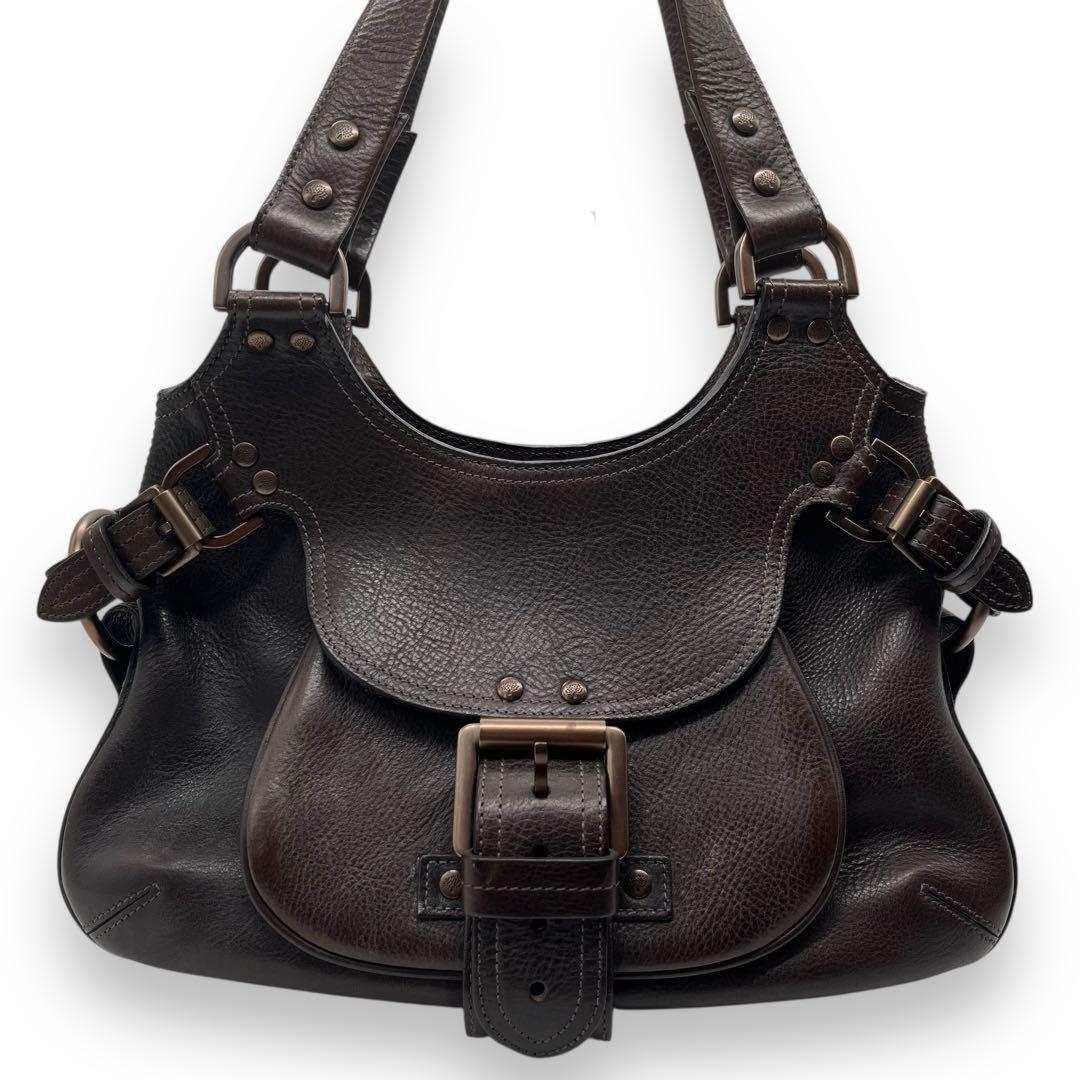 MULBERRY Shoulder Bag Purse Leather Dark Brown Authentic