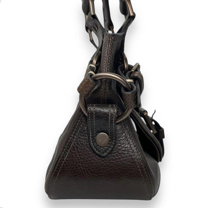 MULBERRY Shoulder Bag Purse Leather Dark Brown Authentic