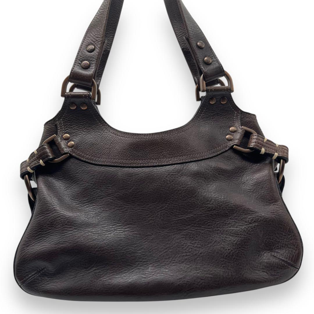 MULBERRY Shoulder Bag Purse Leather Dark Brown Authentic
