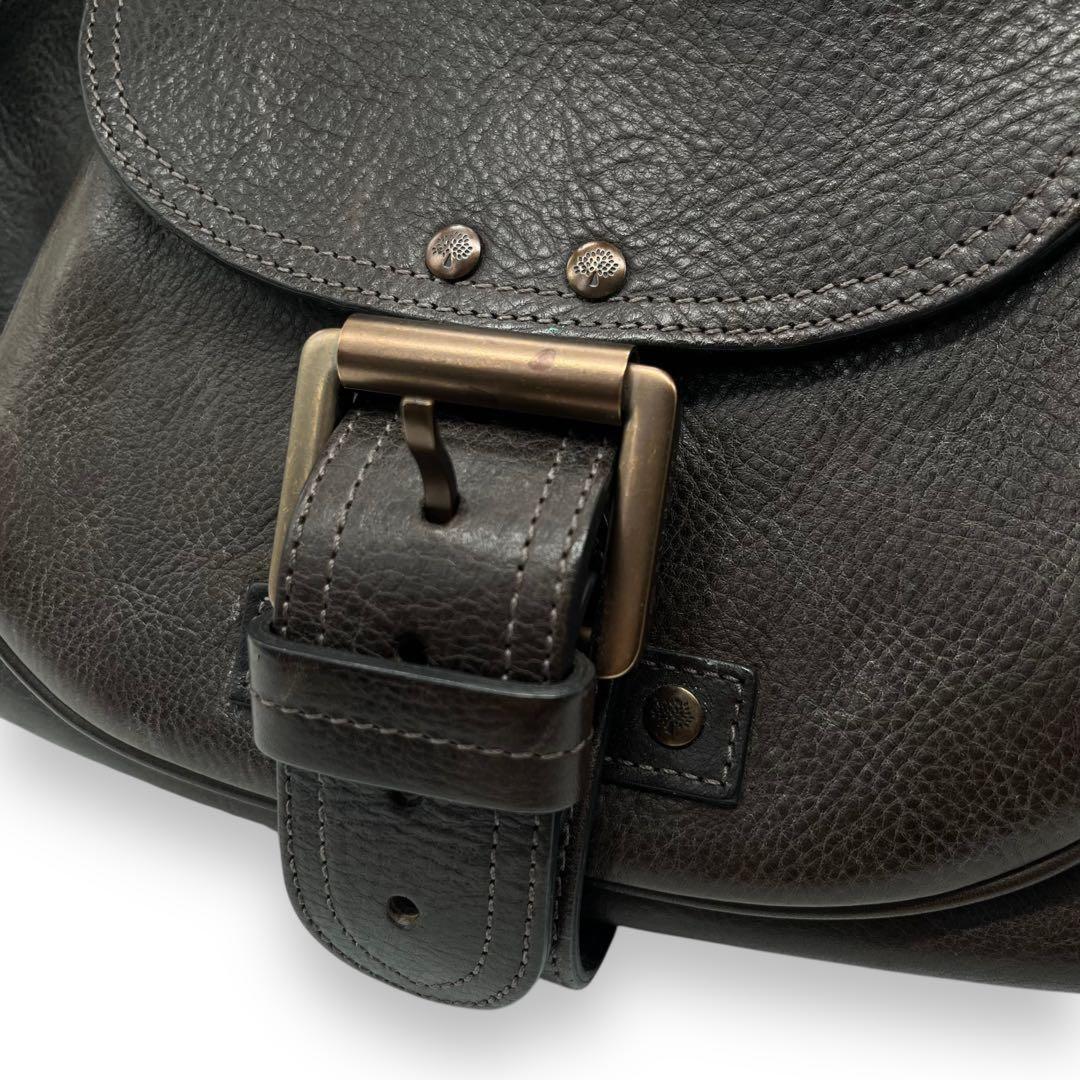 MULBERRY Shoulder Bag Purse Leather Dark Brown Authentic