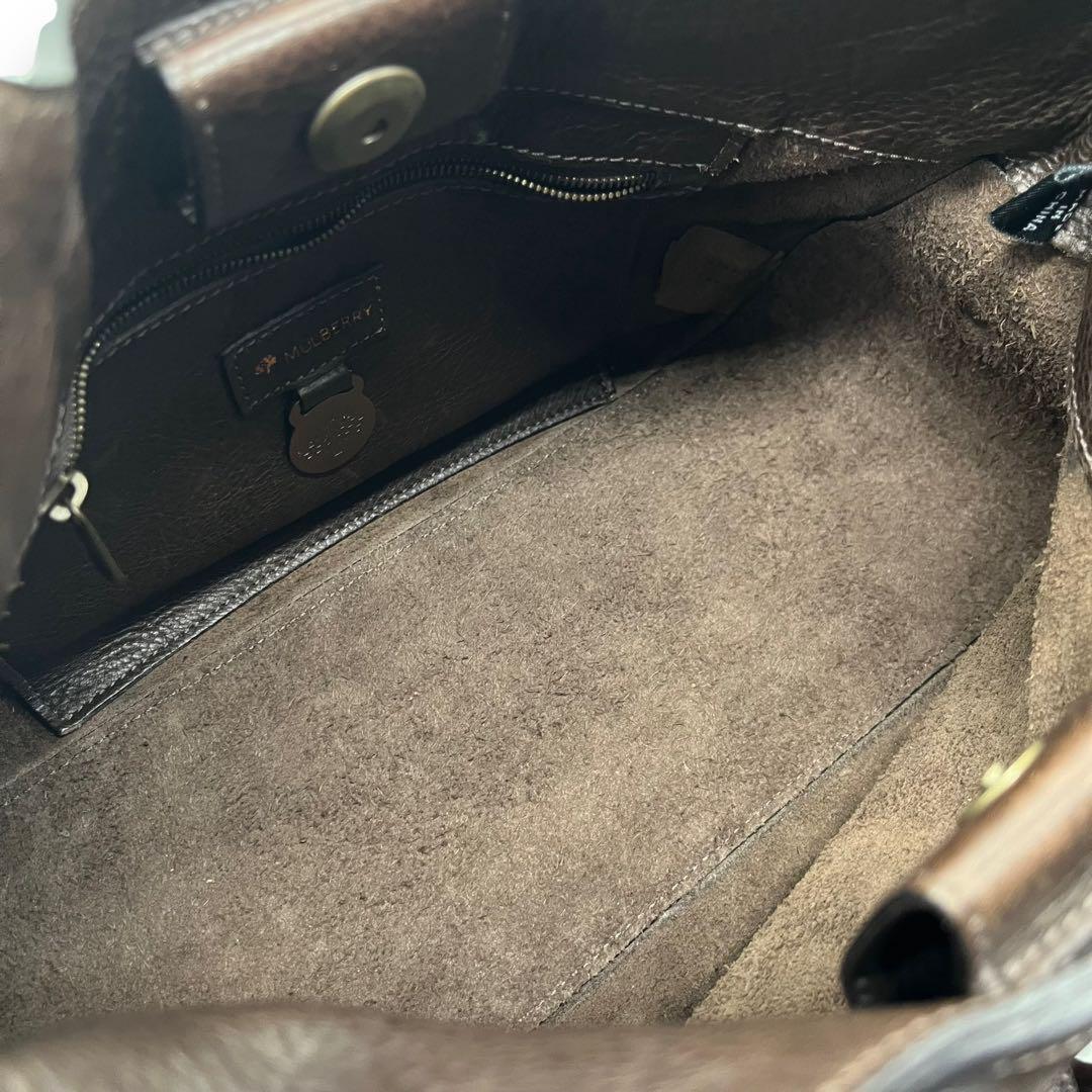 MULBERRY Shoulder Bag Purse Leather Dark Brown Authentic