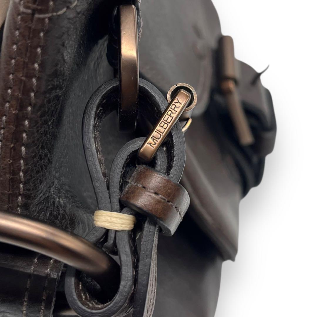 MULBERRY Shoulder Bag Purse Leather Dark Brown Authentic