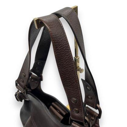MULBERRY Shoulder Bag Purse Leather Dark Brown Authentic