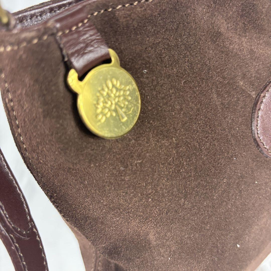 MULBERRY Hand Shoulder Bag Tote Purse 2way Suede Dark Brown Authentic