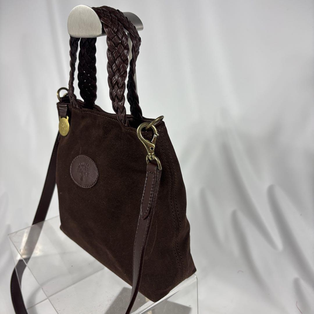 MULBERRY Hand Shoulder Bag Tote Purse 2way Suede Dark Brown Authentic