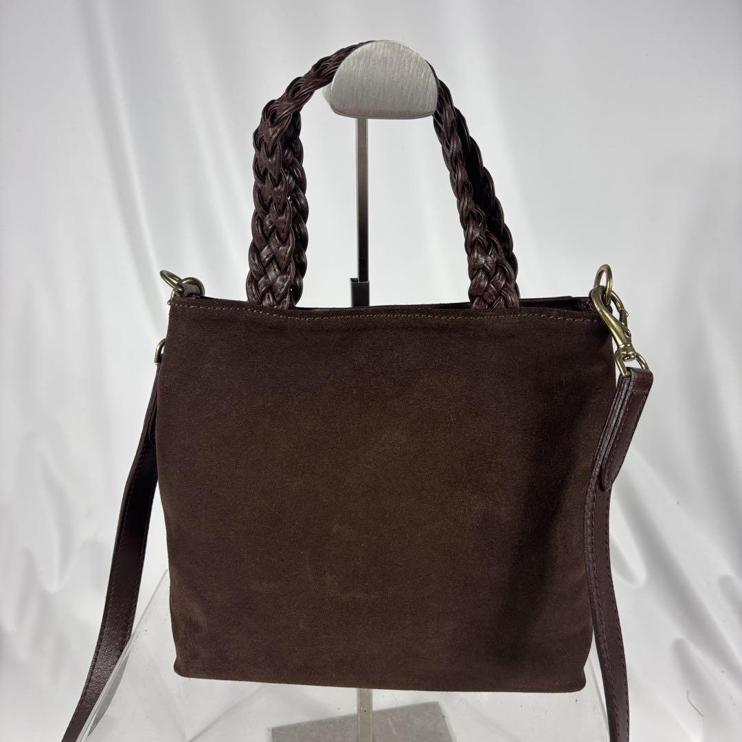MULBERRY Hand Shoulder Bag Tote Purse 2way Suede Dark Brown Authentic