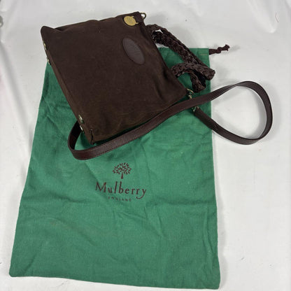 MULBERRY Hand Shoulder Bag Tote Purse 2way Suede Dark Brown Authentic
