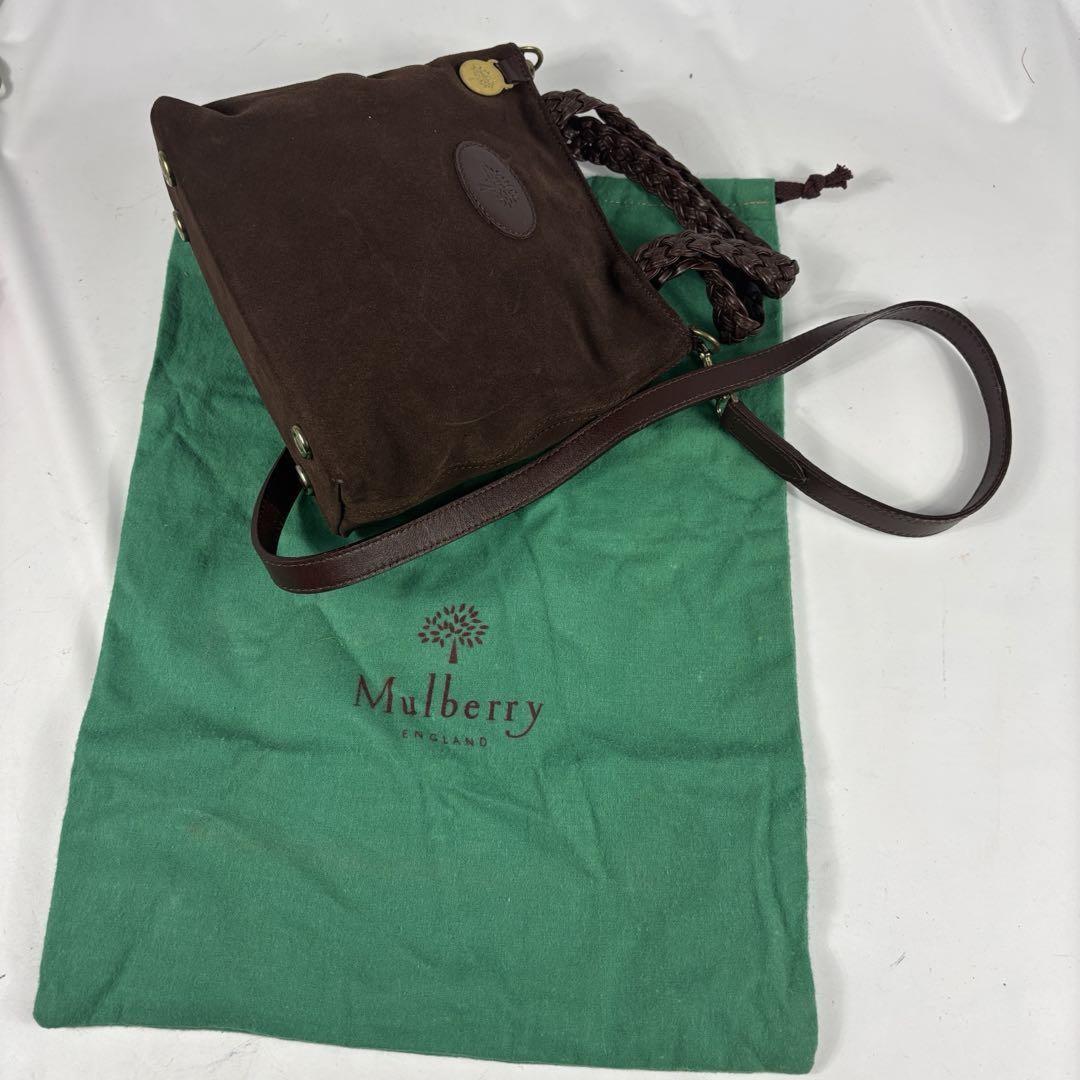 MULBERRY Hand Shoulder Bag Tote Purse 2way Suede Dark Brown Authentic