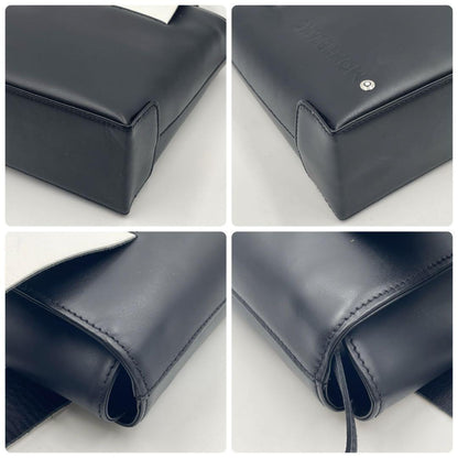 Montblanc Hand Bag Tote Purse Leather Black White Authentic