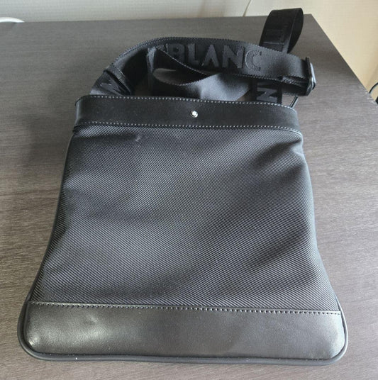 Montblanc Shoulder Bag Purse Leather Nylon Black Authentic