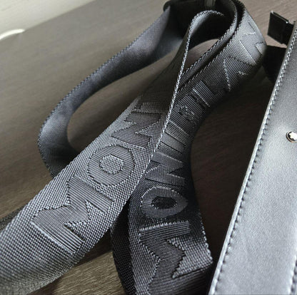 Montblanc Shoulder Bag Purse Leather Nylon Black Authentic