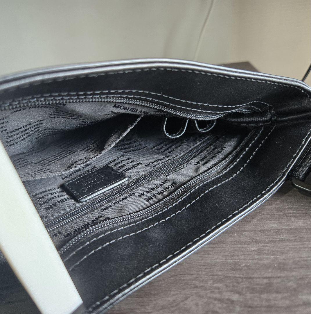 Montblanc Shoulder Bag Purse Leather Nylon Black Authentic