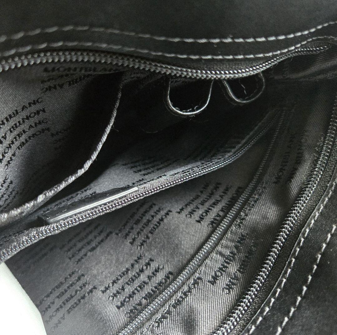 Montblanc Shoulder Bag Purse Leather Nylon Black Authentic