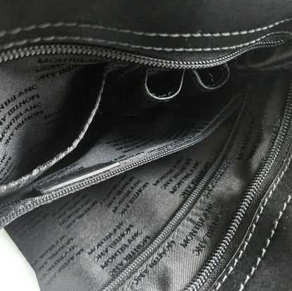 Montblanc Shoulder Bag Purse Leather Nylon Black Authentic