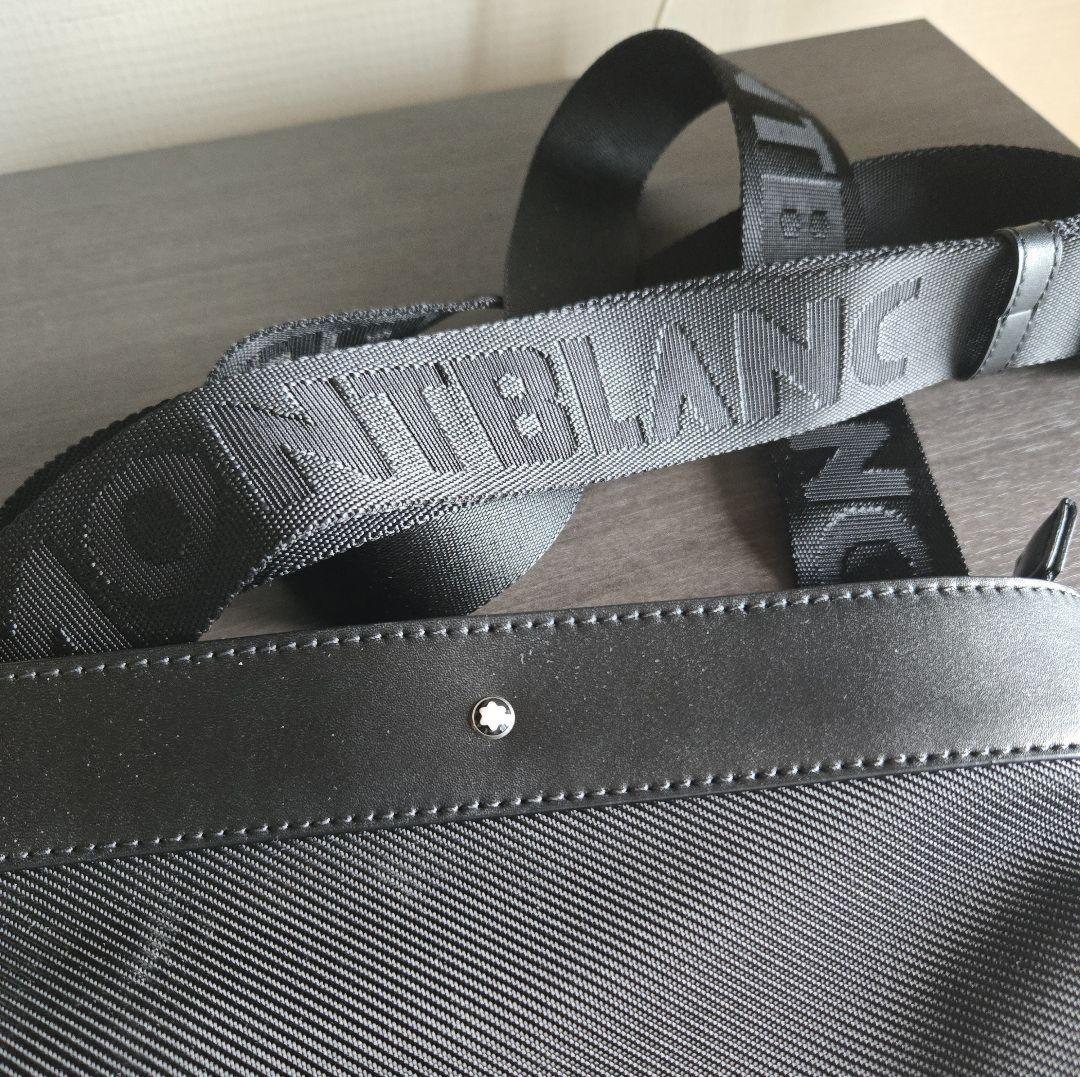 Montblanc Shoulder Bag Purse Leather Nylon Black Authentic