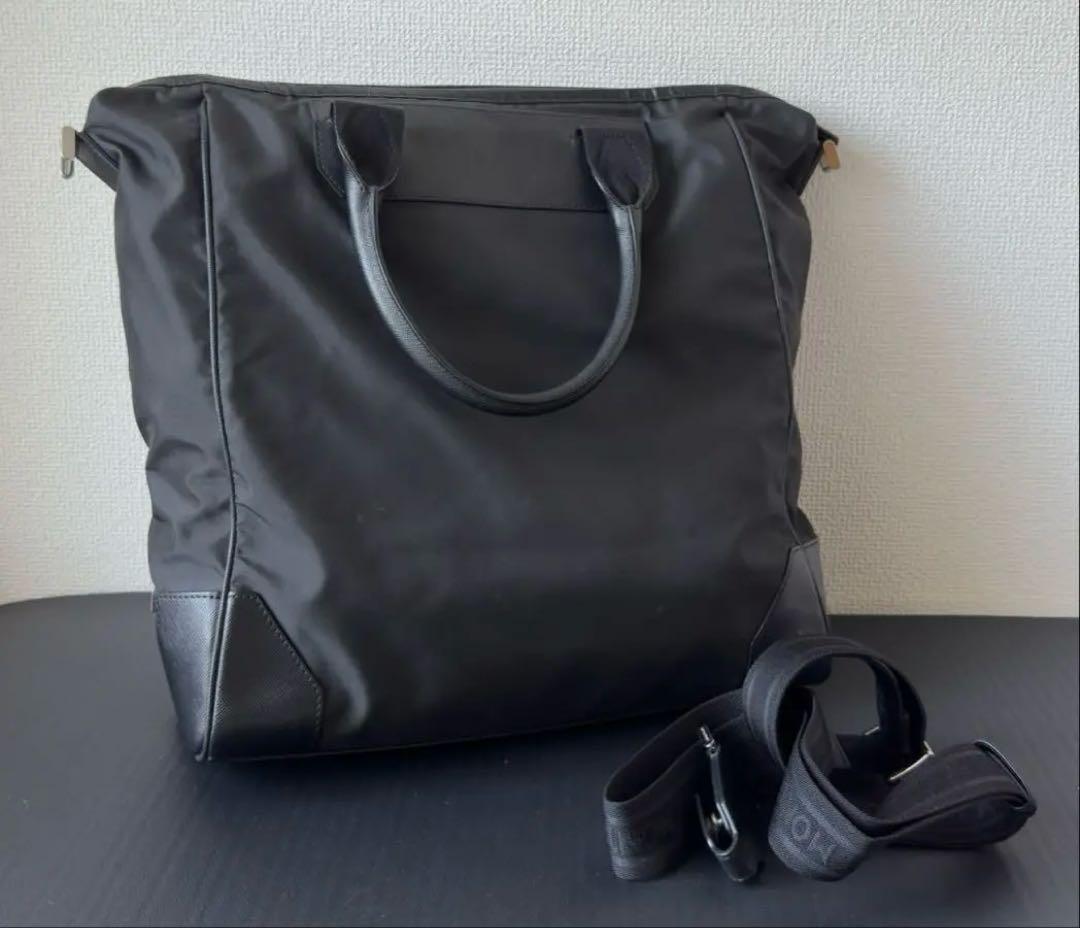 Montblanc Business Bag Briefcase Hand Tote Purse Leather Nylon Black Authentic