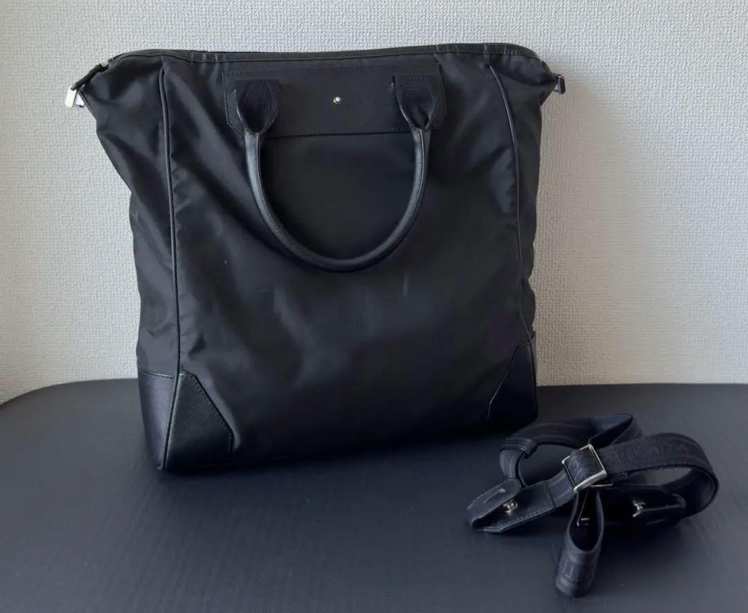 Montblanc Business Bag Briefcase Hand Tote Purse Leather Nylon Black Authentic