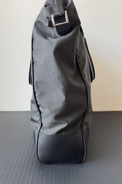 Montblanc Business Bag Briefcase Hand Tote Purse Leather Nylon Black Authentic