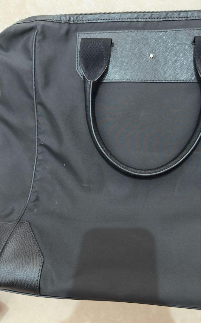 Montblanc Business Bag Briefcase Hand Tote Purse Leather Nylon Black Authentic