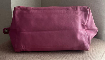 Longchamp Hand Shoulder Bag Tote Purse Le Pliage Leather Pink Authentic