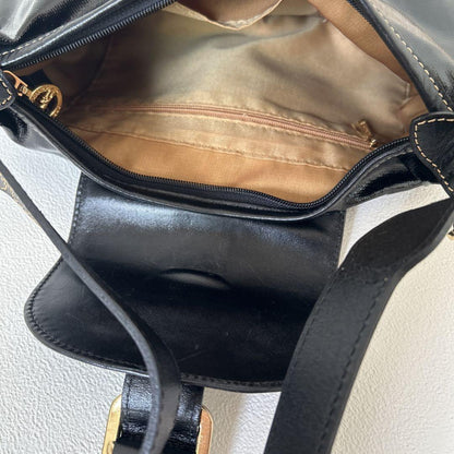 Longchamp Shoulder Bag Purse Patent Leather Black Authentic