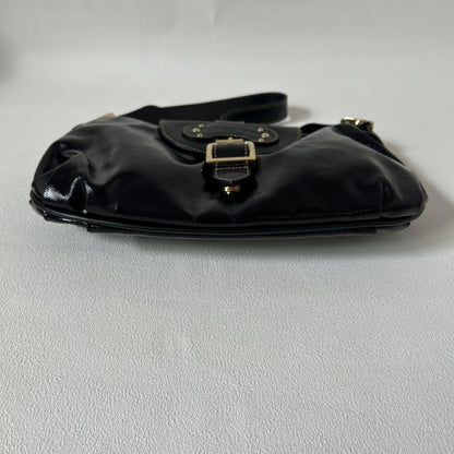 Longchamp Shoulder Bag Purse Patent Leather Black Authentic