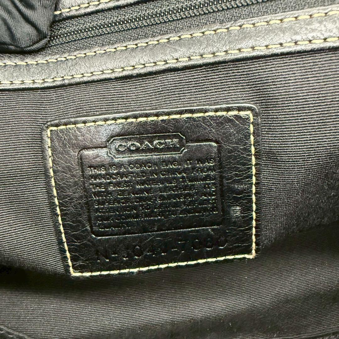 COACH Hand Bag Tote Purse Signature soho flap Canvas Leather Black Authentic