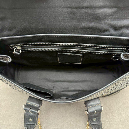 COACH Hand Bag Tote Purse Signature soho flap Canvas Leather Black Authentic