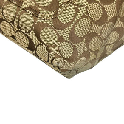 COACH Hand Bag Tote Purse Signature Jacquard Leather Beige Authentic