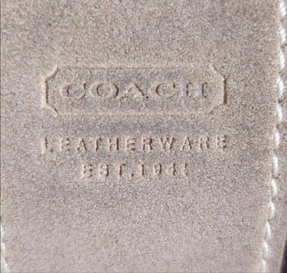 COACH Accessory Pouch Shoulder Bag Purse Signature Suede Canvas Beige Brown Auth