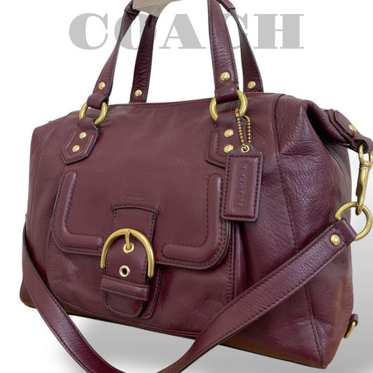 COACH Hand Shoulder Bag Tote Purse 2way Soho Leather Purple Authentic