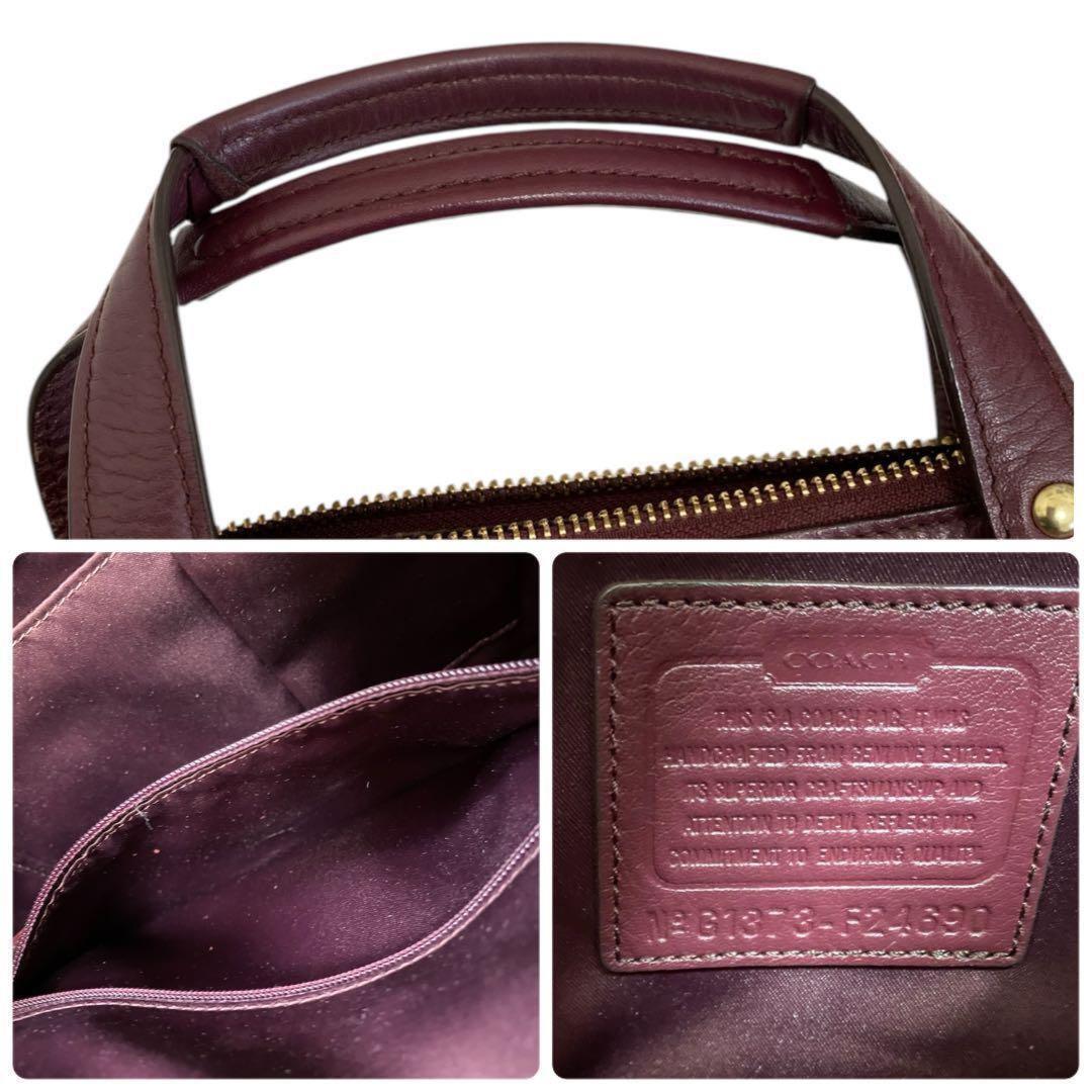 COACH Hand Shoulder Bag Tote Purse 2way Soho Leather Purple Authentic
