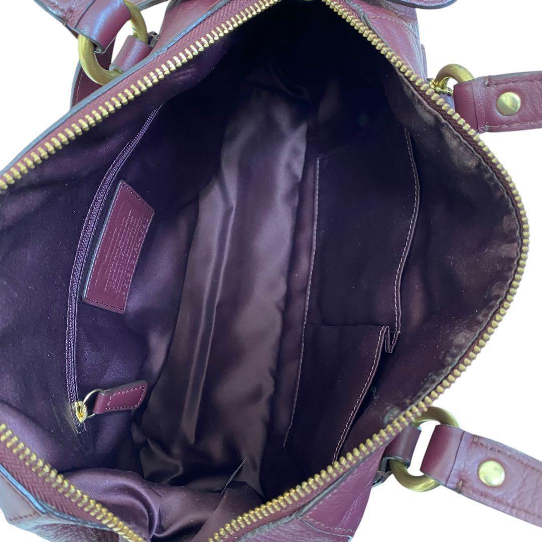 COACH Hand Shoulder Bag Tote Purse 2way Soho Leather Purple Authentic