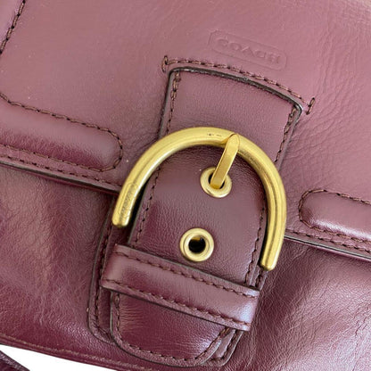 COACH Hand Shoulder Bag Tote Purse 2way Soho Leather Purple Authentic