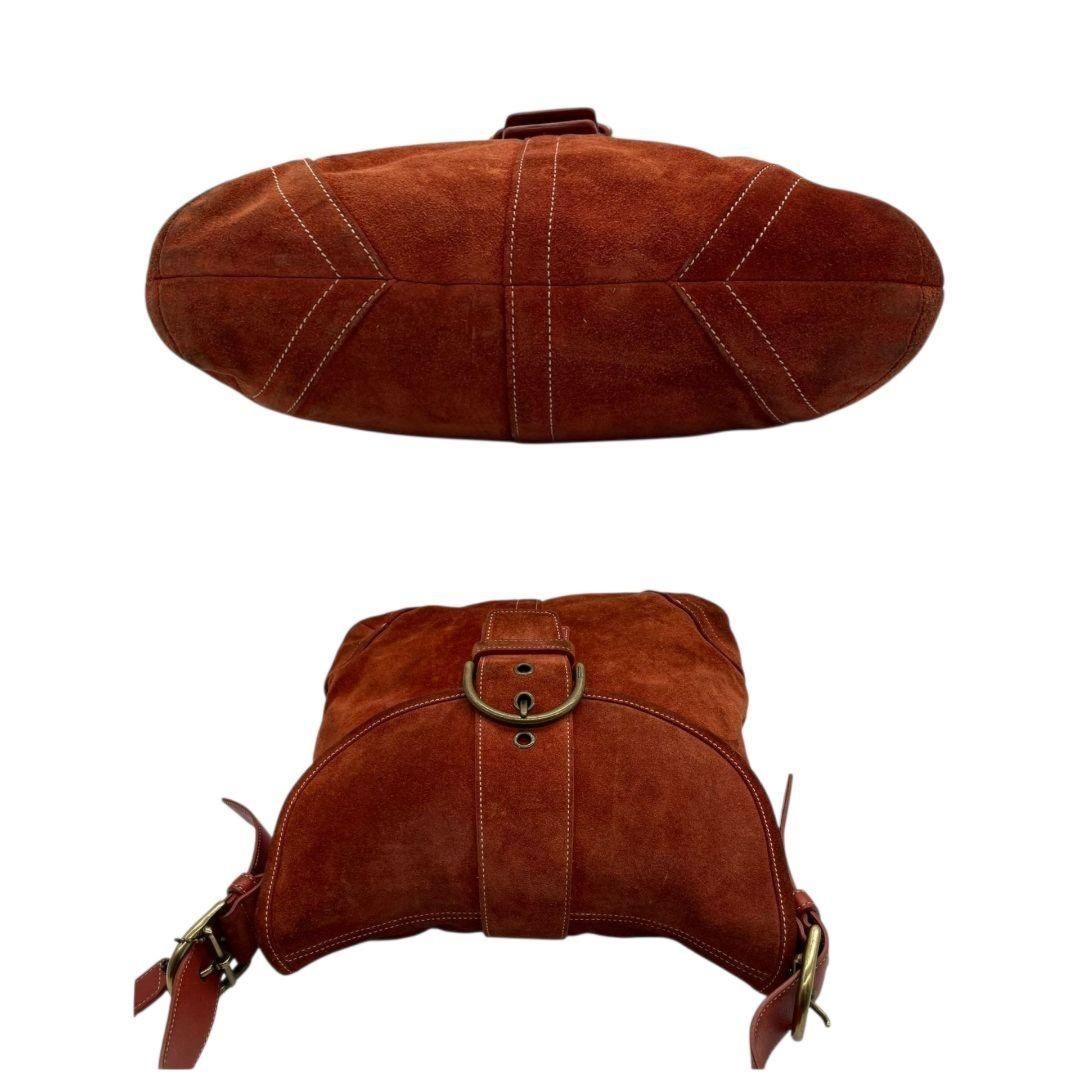 COACH Shoulder Bag Purse 9483 Suede Red Orange Authentic