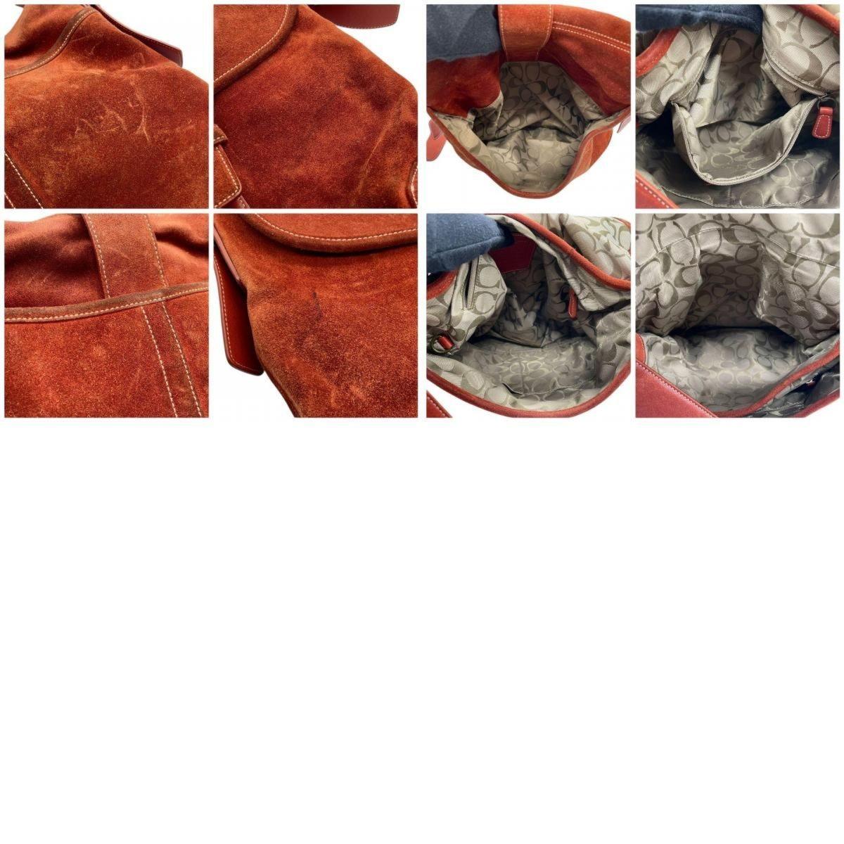 COACH Shoulder Bag Purse 9483 Suede Red Orange Authentic